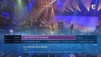 Afficher le guide pendant la TV en direct